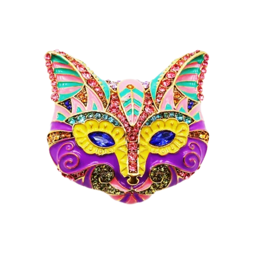 Heidi-Style Pink-Purple Cat Face Brooch