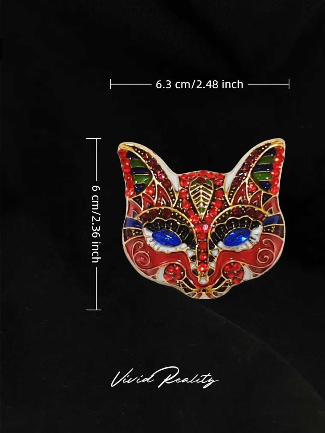 Heidi-Style Red Cat Face Brooch - Image 7