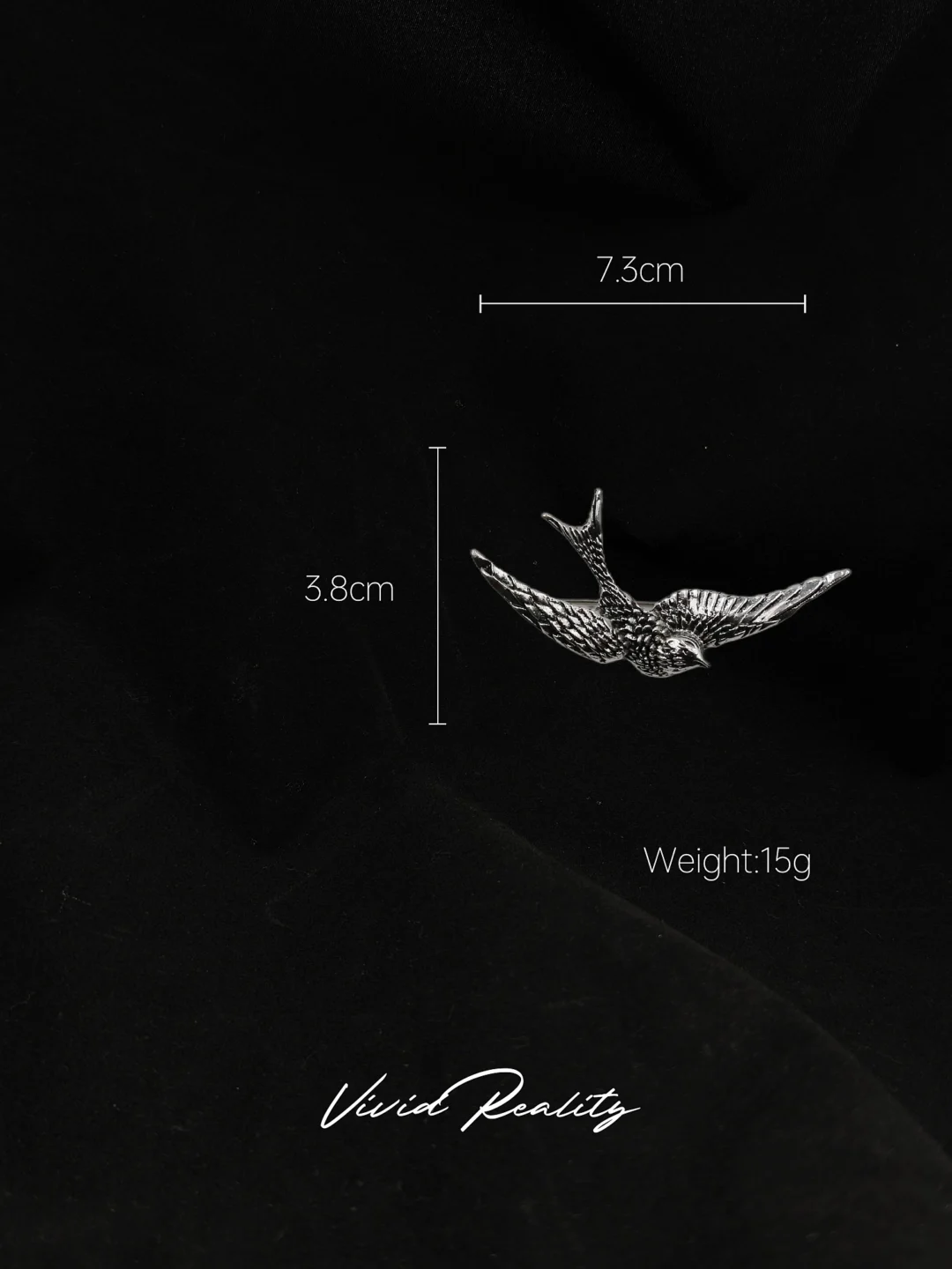 Silver Vintage Swift Brooch - Image 7