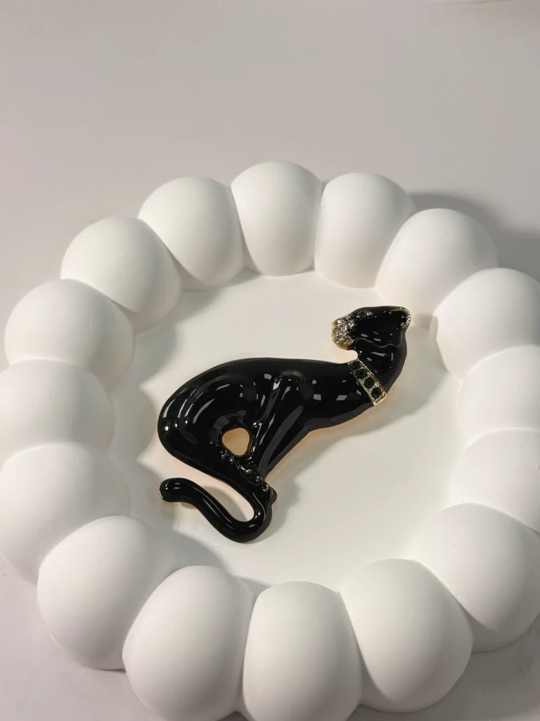 Enamel Oil-Drop Black Panther Brooch