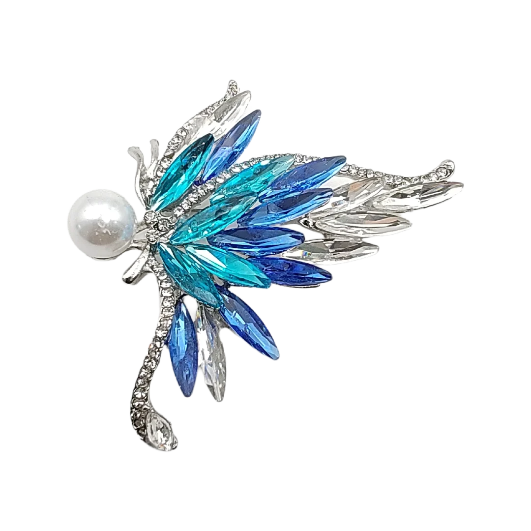 Gradient Blue Pearl Butterfly Brooch