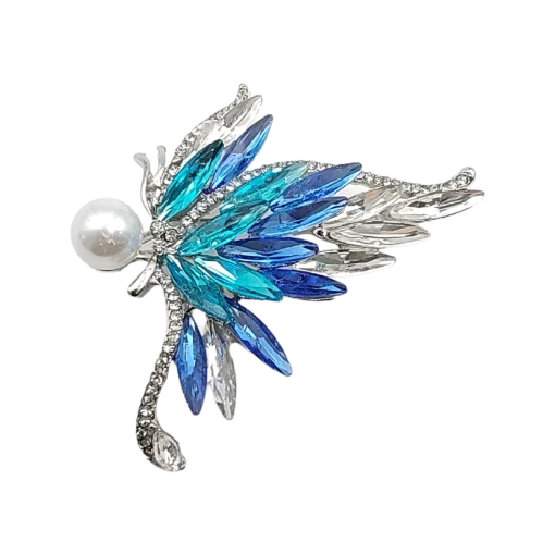 Gradient Blue Pearl Butterfly Brooch