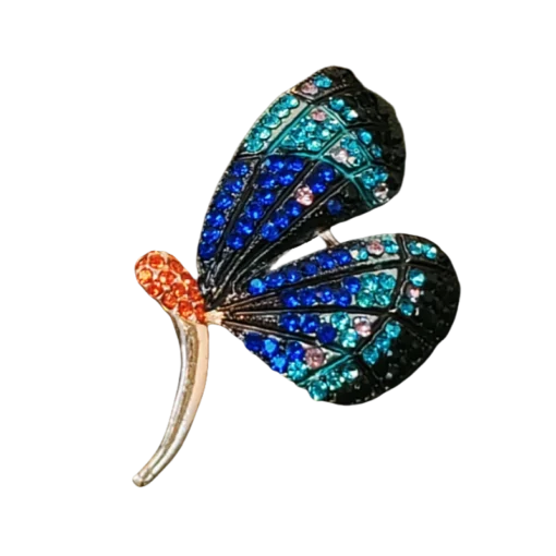 Vintage Blue Winged Butterfly Brooch