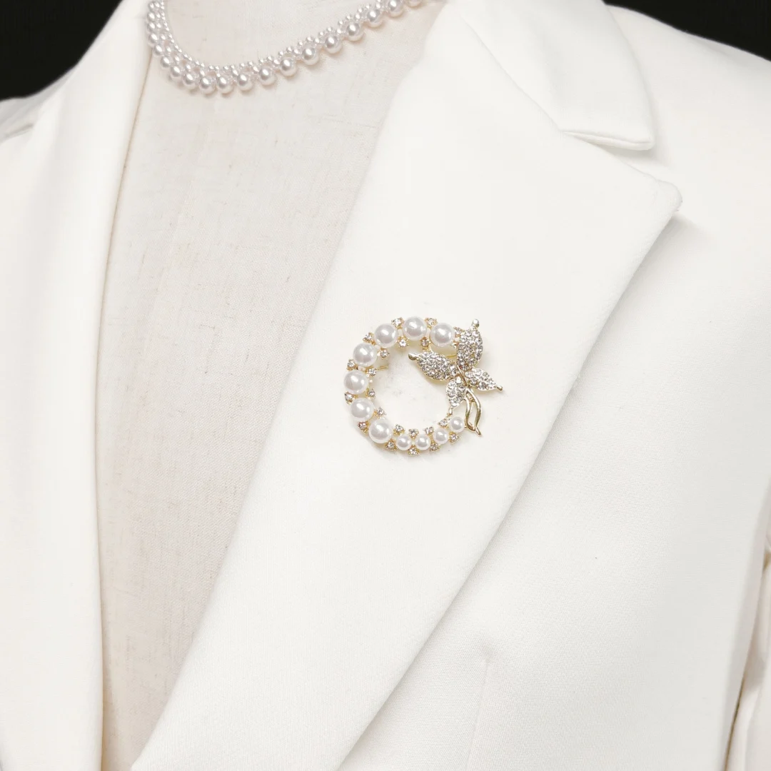 Gold Pearl Butterfly Brooch - Image 2