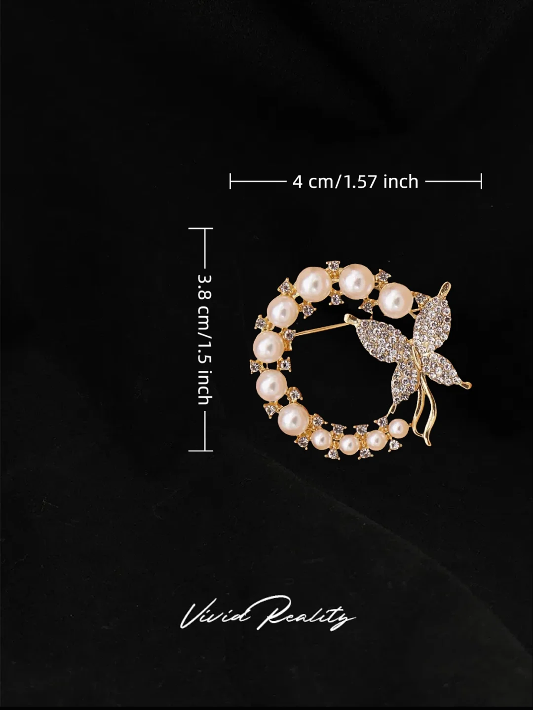 Gold Pearl Butterfly Brooch - Image 7
