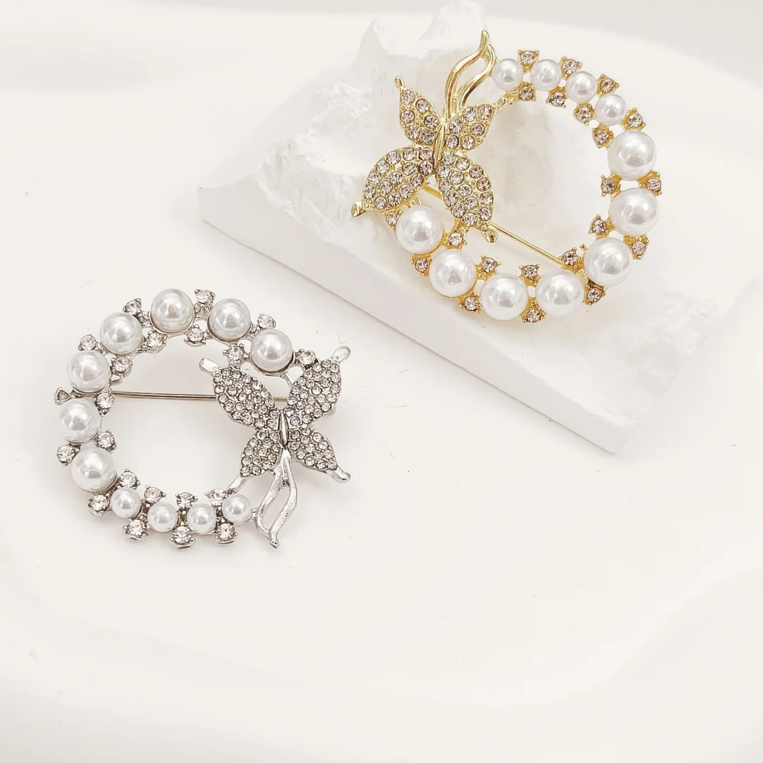 Silver Pearl Butterfly Brooch - Image 2