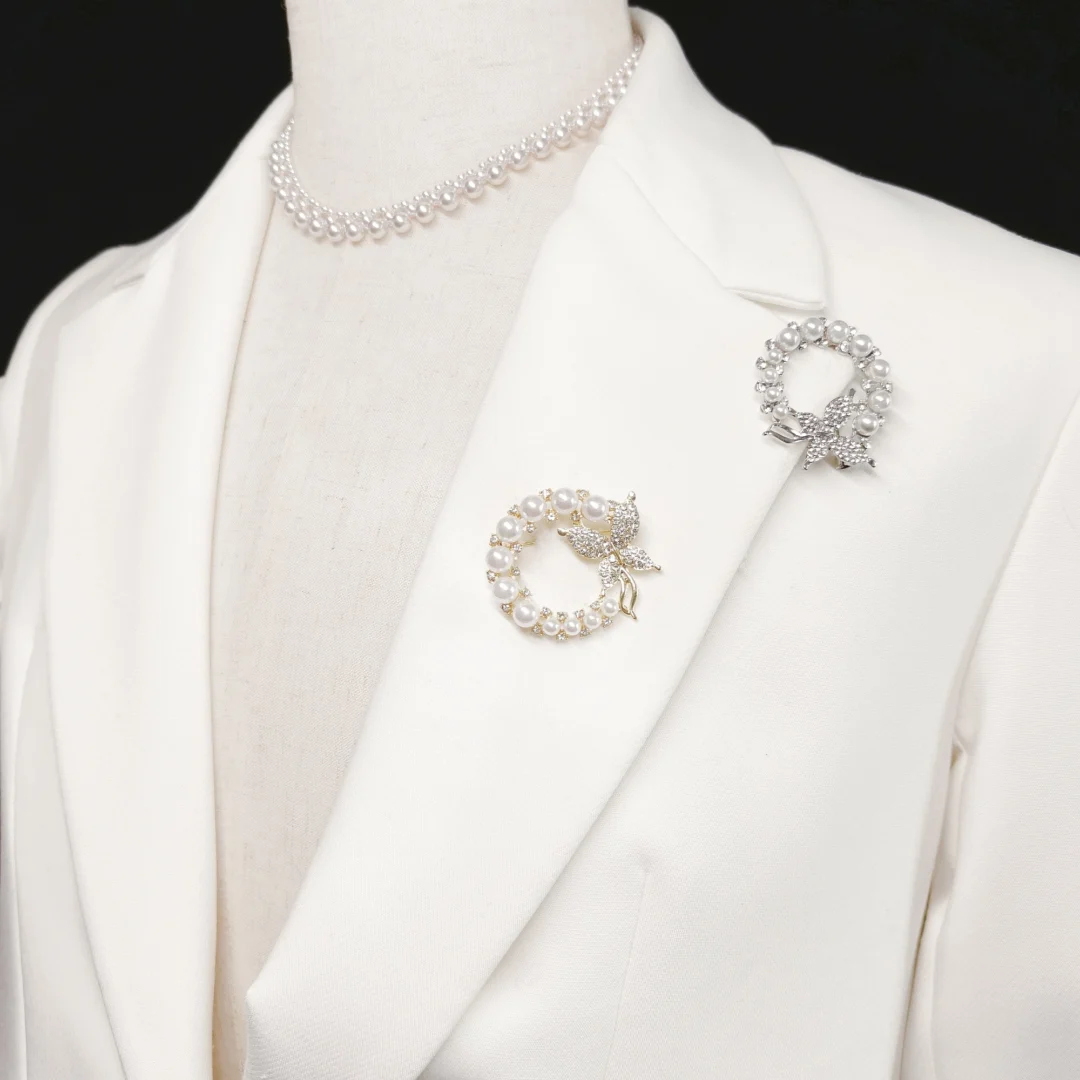 Silver Pearl Butterfly Brooch - Image 3