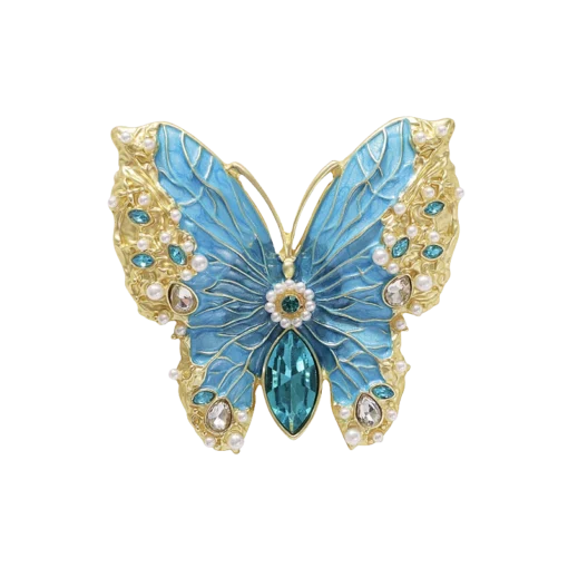Blue Vintage Enamel Butterfly Brooch