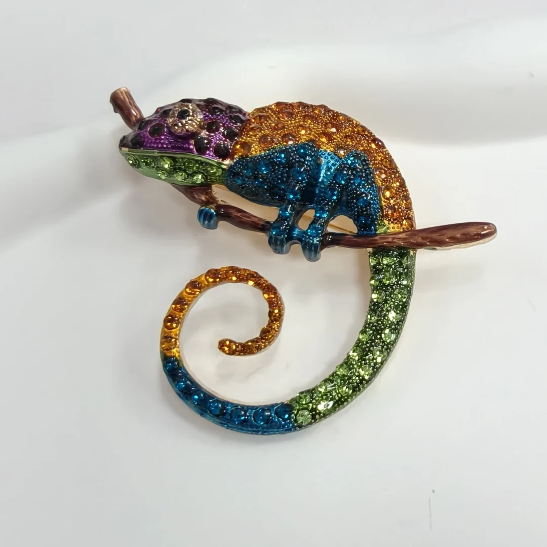 Lizard Brooch (Vintage Design, Purple Head & Yellow Body) - Image 8