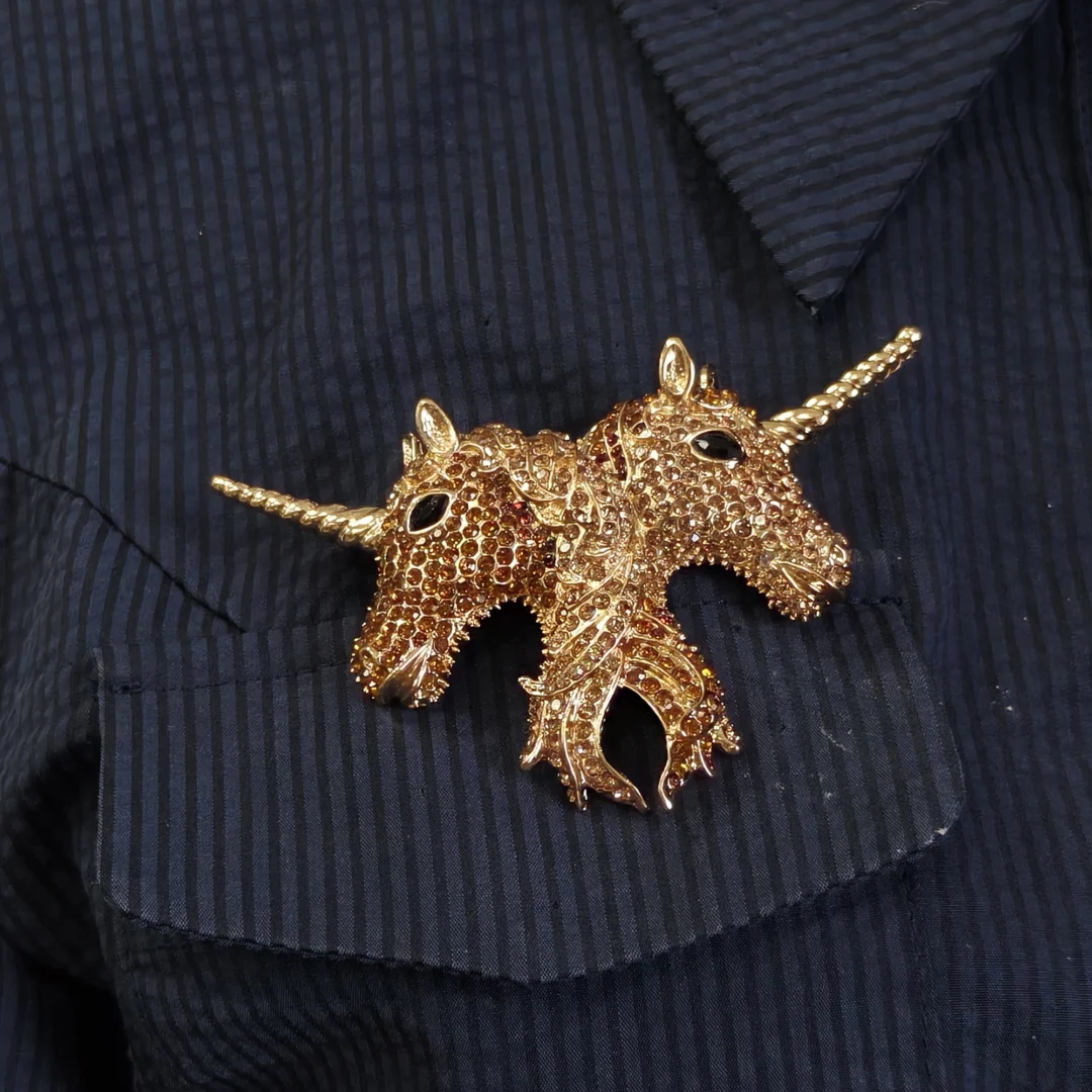 Vintage Two-Headed Unicorn Brooch - Image 6