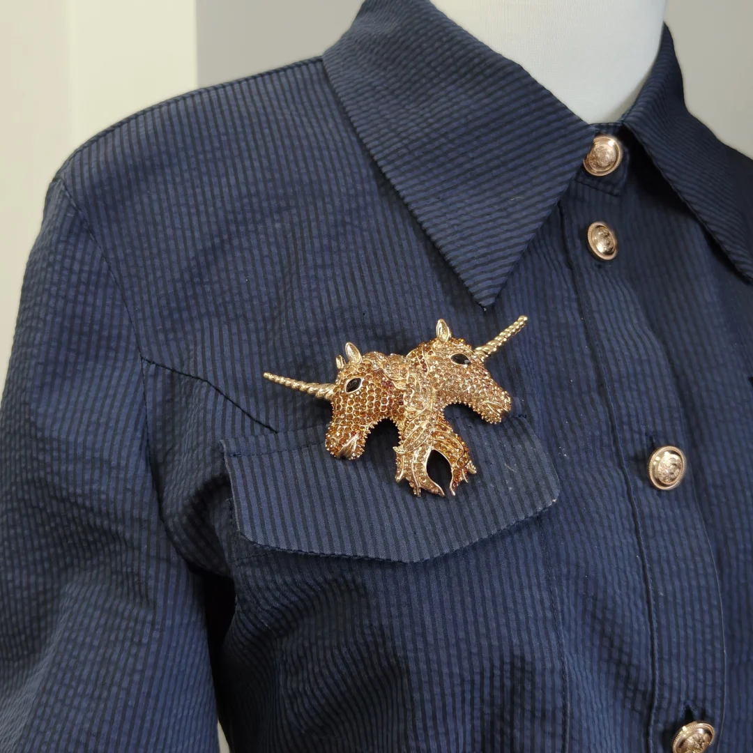 Vintage Two-Headed Unicorn Brooch - Image 9