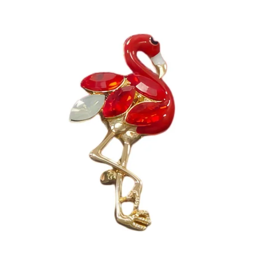 Red Crystal Flamingo Brooch
