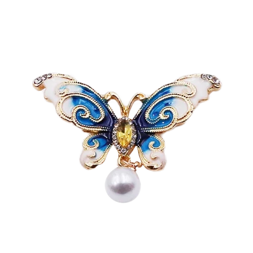 Blue Chinese-Style Butterfly Brooch