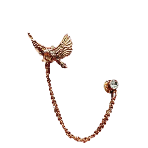 Gold Chain Eagle Brooch