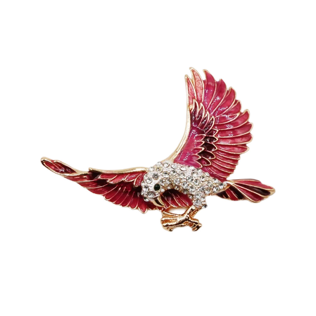 Pink Enamel Eagle Brooch