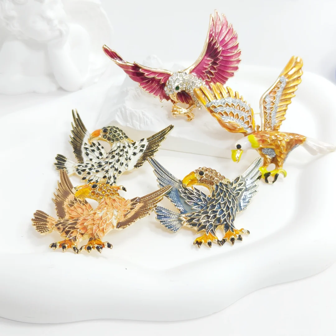 Pink Enamel Eagle Brooch - Image 3