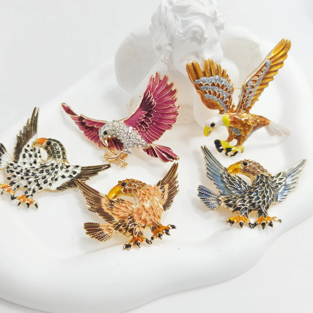 Pink Enamel Eagle Brooch - Image 4