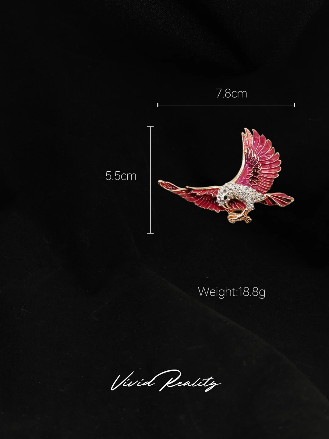 Pink Enamel Eagle Brooch - Image 5