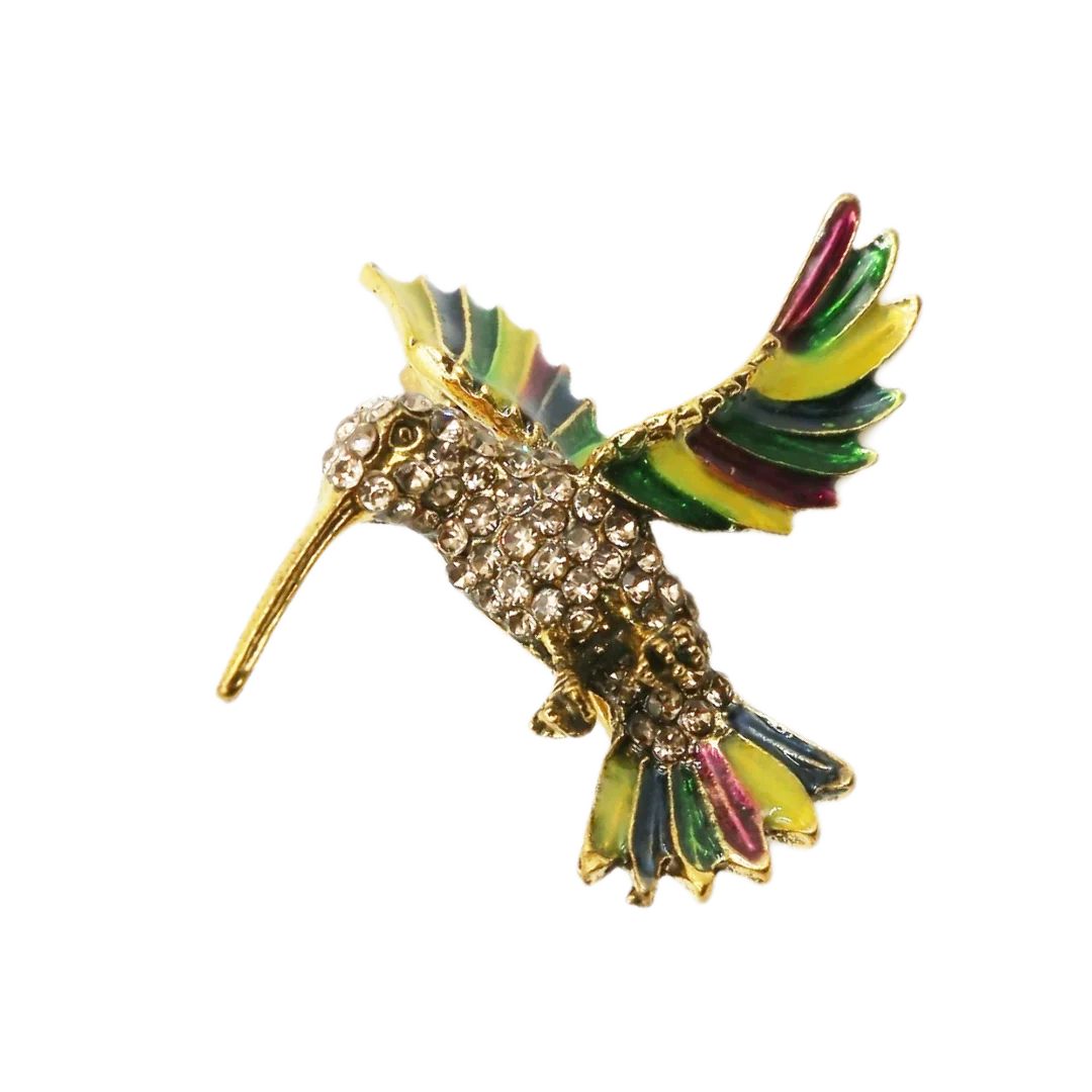 Vintage Gold-Diamond Hummingbird Brooch