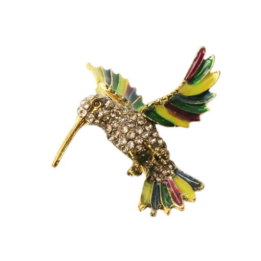Vintage Gold-Diamond Hummingbird Brooch