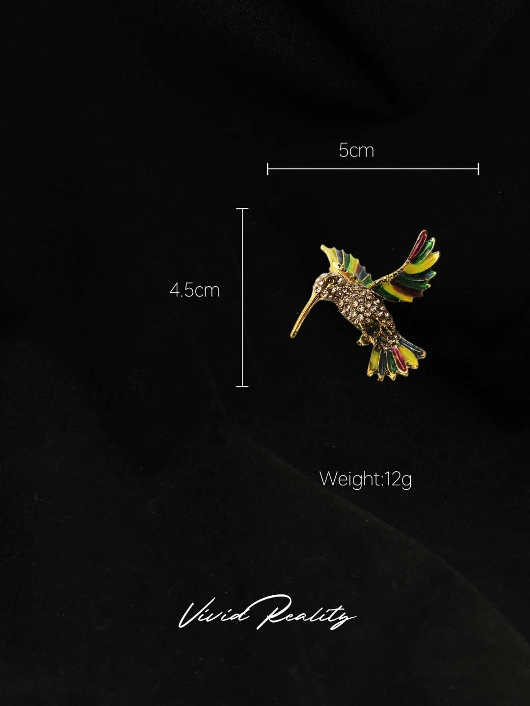 Vintage Gold-Diamond Hummingbird Brooch - Image 7