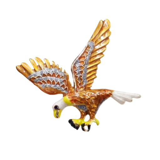 Gold Enamel Eagle Brooch