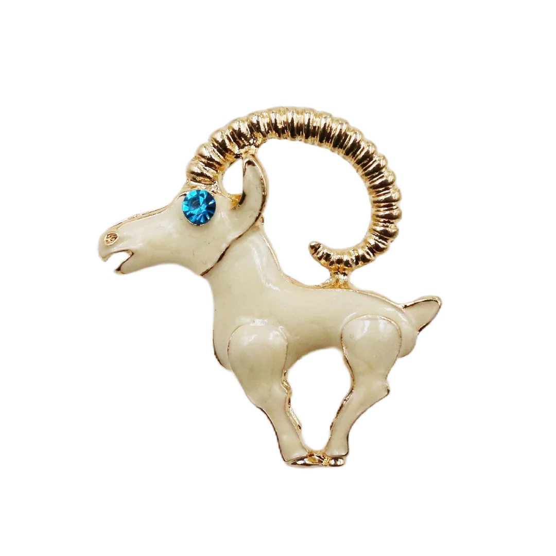 Vintage White Goat Brooch