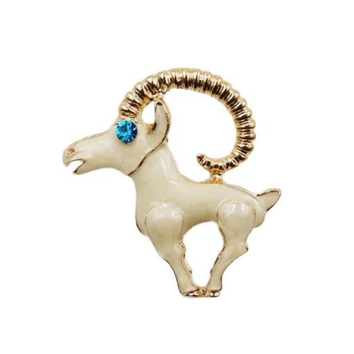 Vintage White Goat Brooch