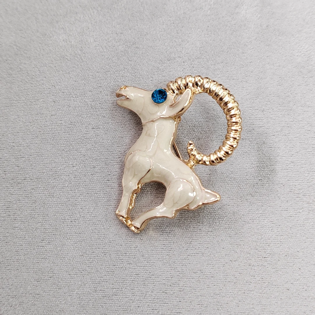 Vintage White Goat Brooch - Image 6