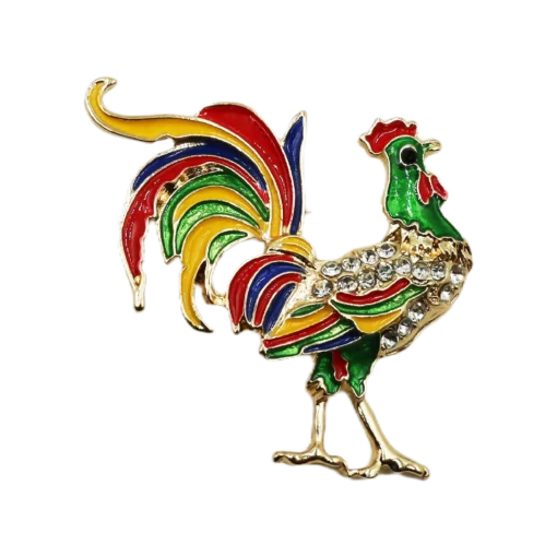 Vintage Colorful Rooster Brooch