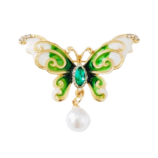 Green Chinese-Style Butterfly Brooch