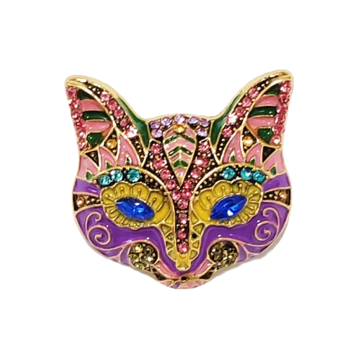 Heidi-Style Purple Mini Cat Face Brooch
