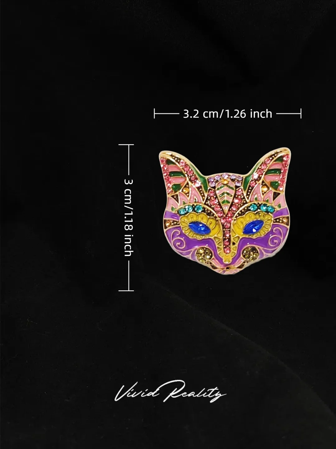 Heidi-Style Purple Mini Cat Face Brooch - Image 4