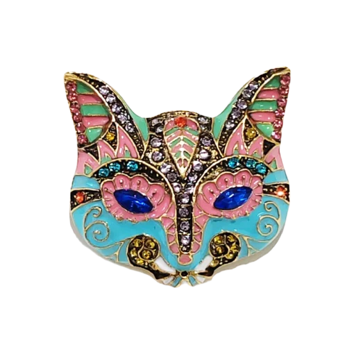 Heidi-Style Blue Mini Cat Face Brooch