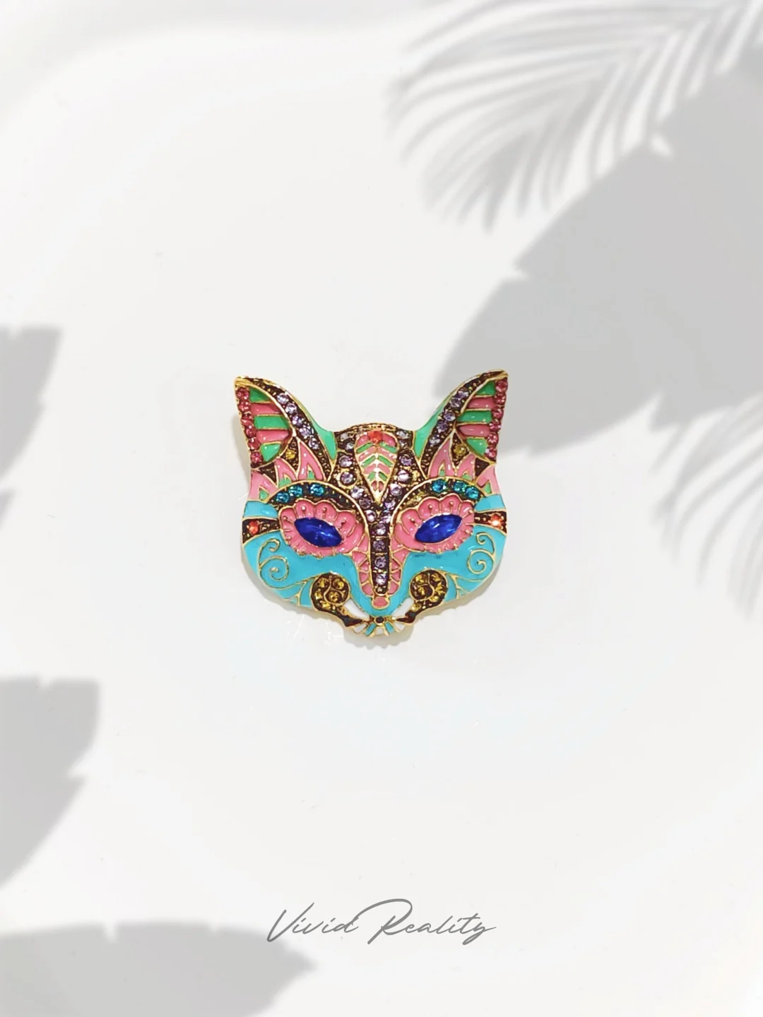 Heidi-Style Blue Mini Cat Face Brooch - Image 2