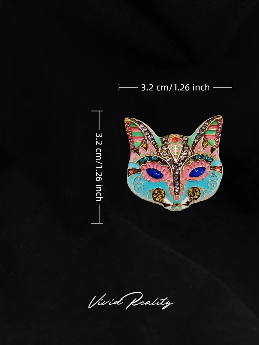 Heidi-Style Blue Mini Cat Face Brooch - Image 3