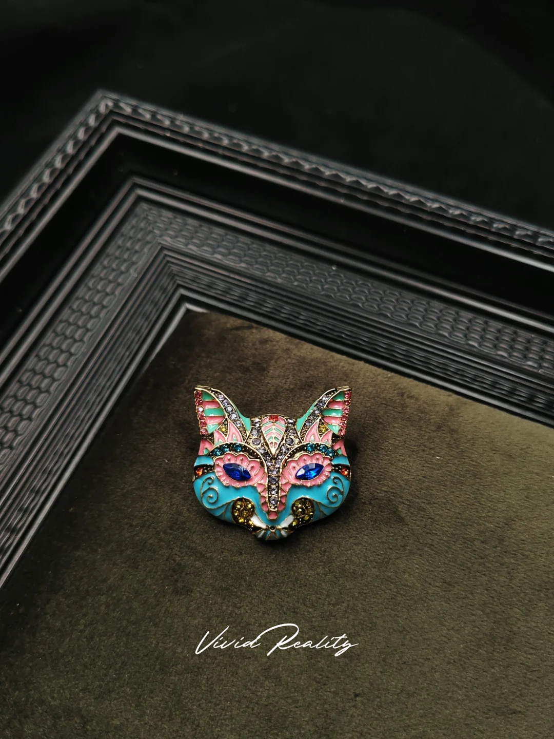 Heidi-Style Blue Mini Cat Face Brooch - Image 5