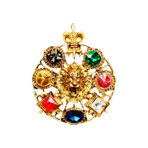Rainbow Zirconia Lion Brooch