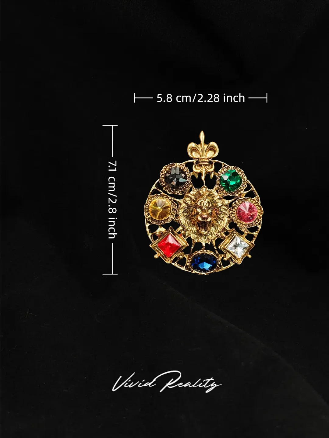 Rainbow Zirconia Lion Brooch - Image 6