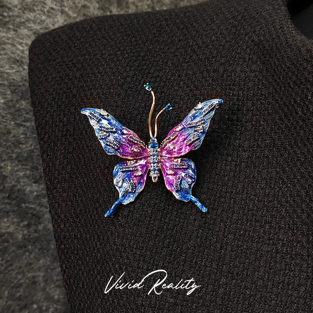 Blue-Purple Enamel Brooch - Image 2