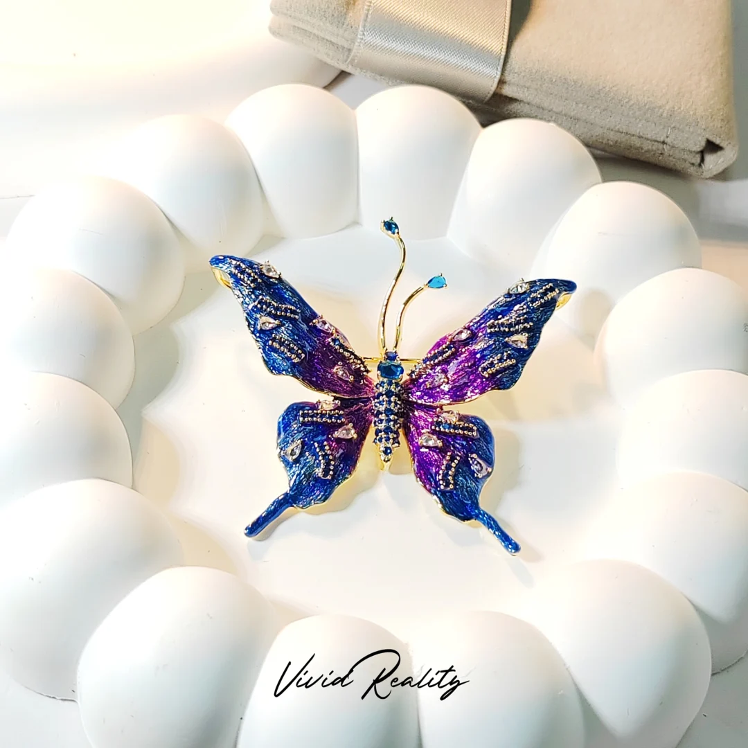 Blue-Purple Enamel Brooch - Image 3