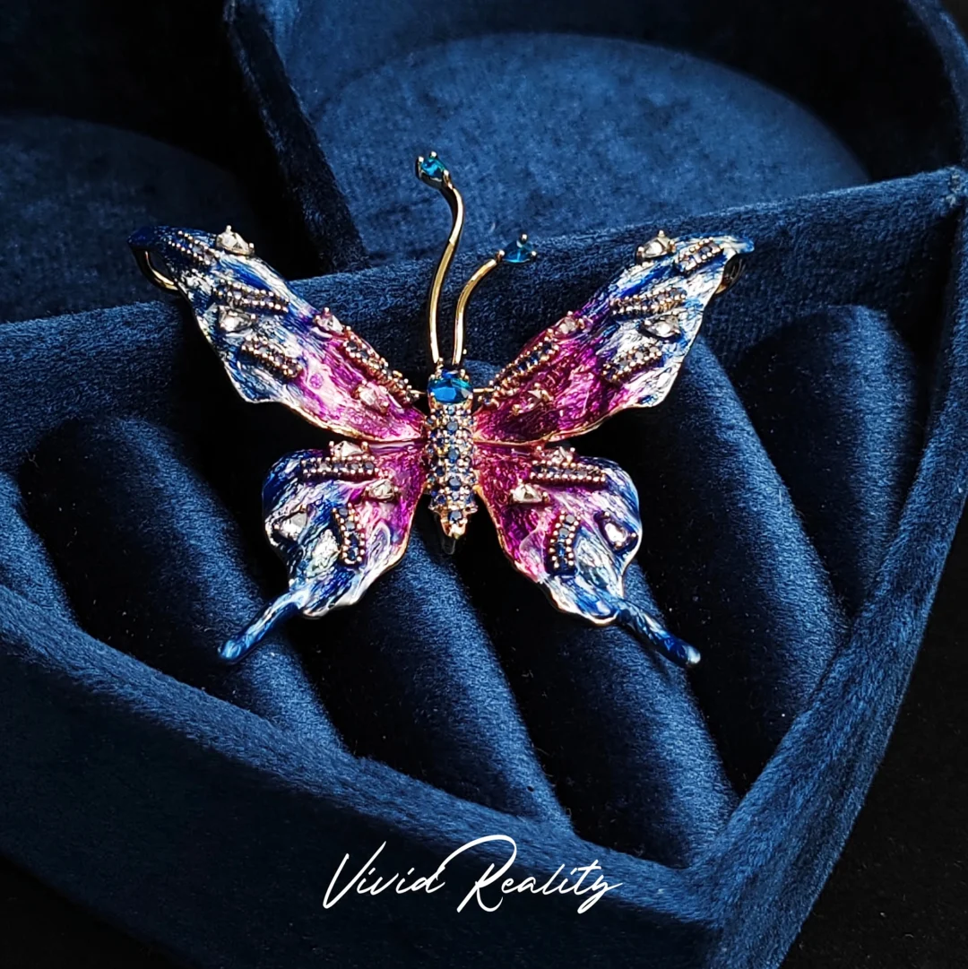 Blue-Purple Enamel Brooch - Image 4