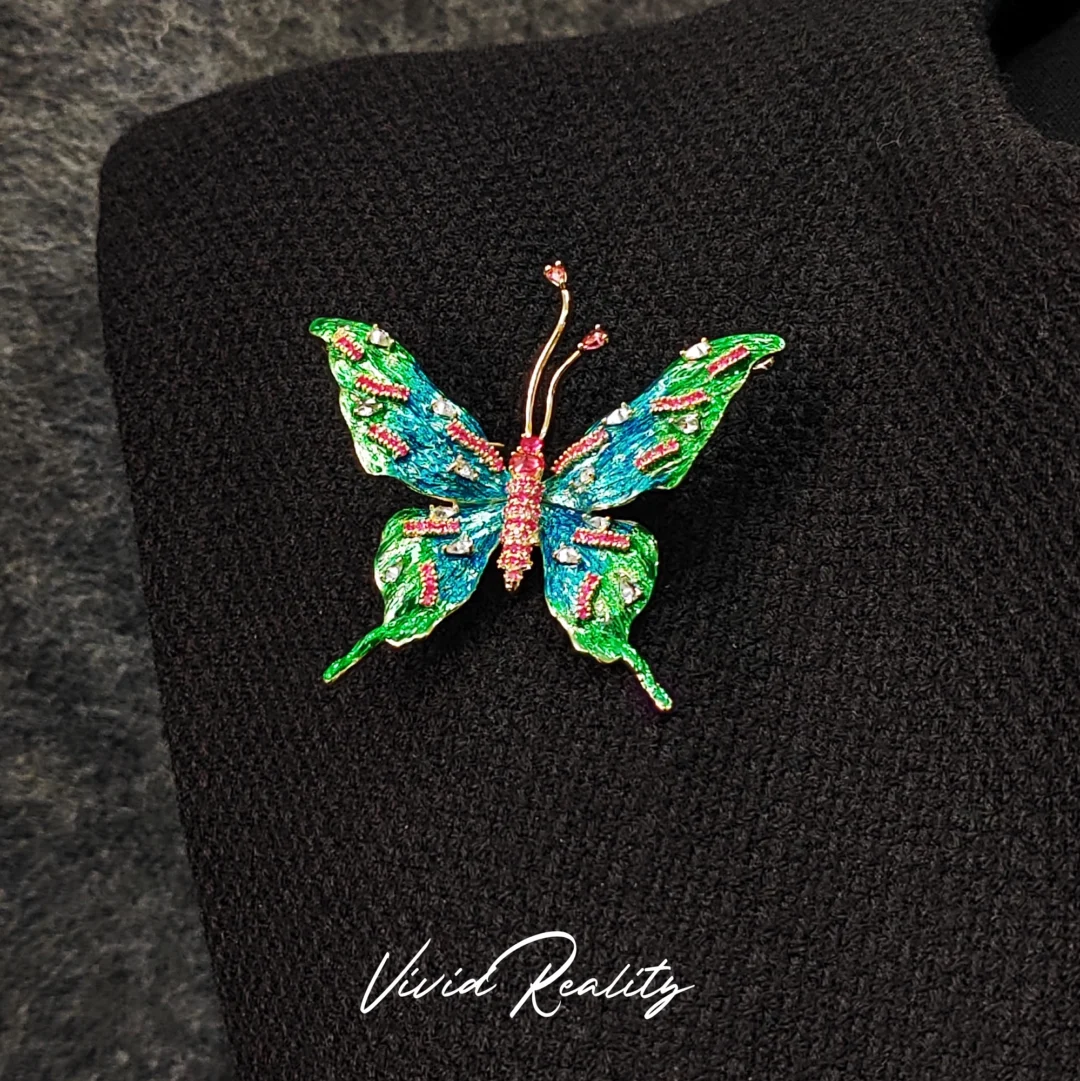 Blue-Green Enamel Brooch - Image 2