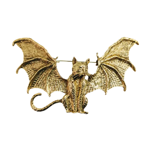 Vintage Gold Bat Design Brooch