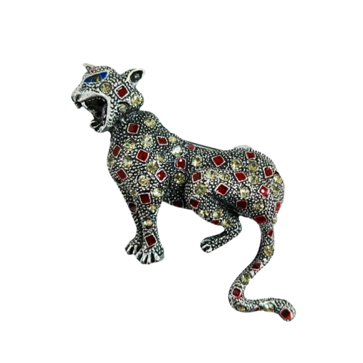 Vintage Silver Leopard Brooch