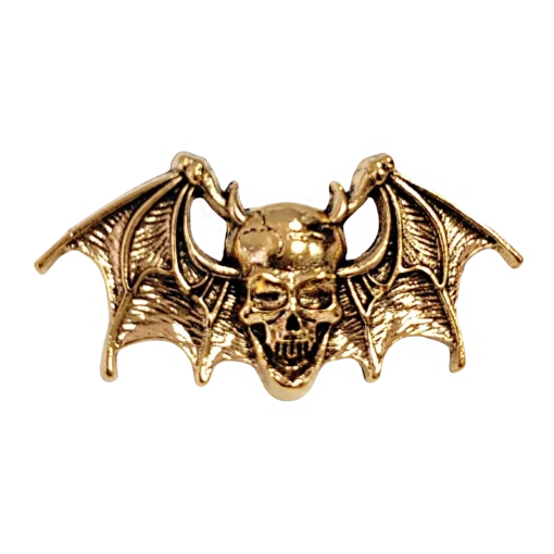 Gold Skull Bat Vintage Brooch