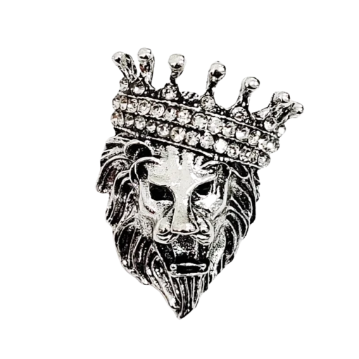 Vintage Silver Lion Head Brooch