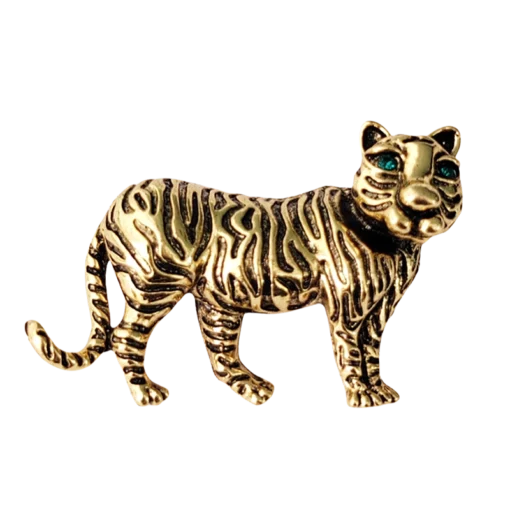 Vintage Gold Fierce Tiger Brooch