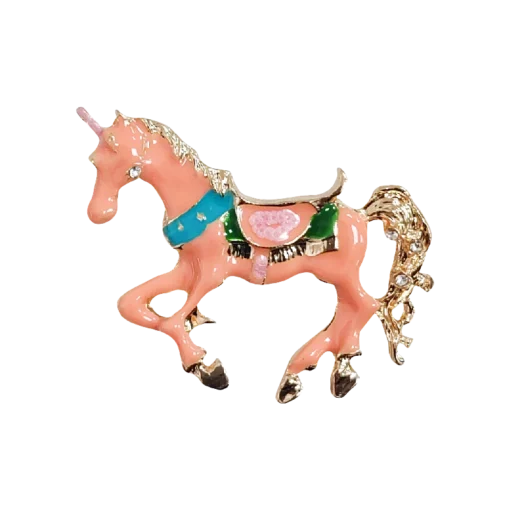 Pink Enamel Pony Brooch