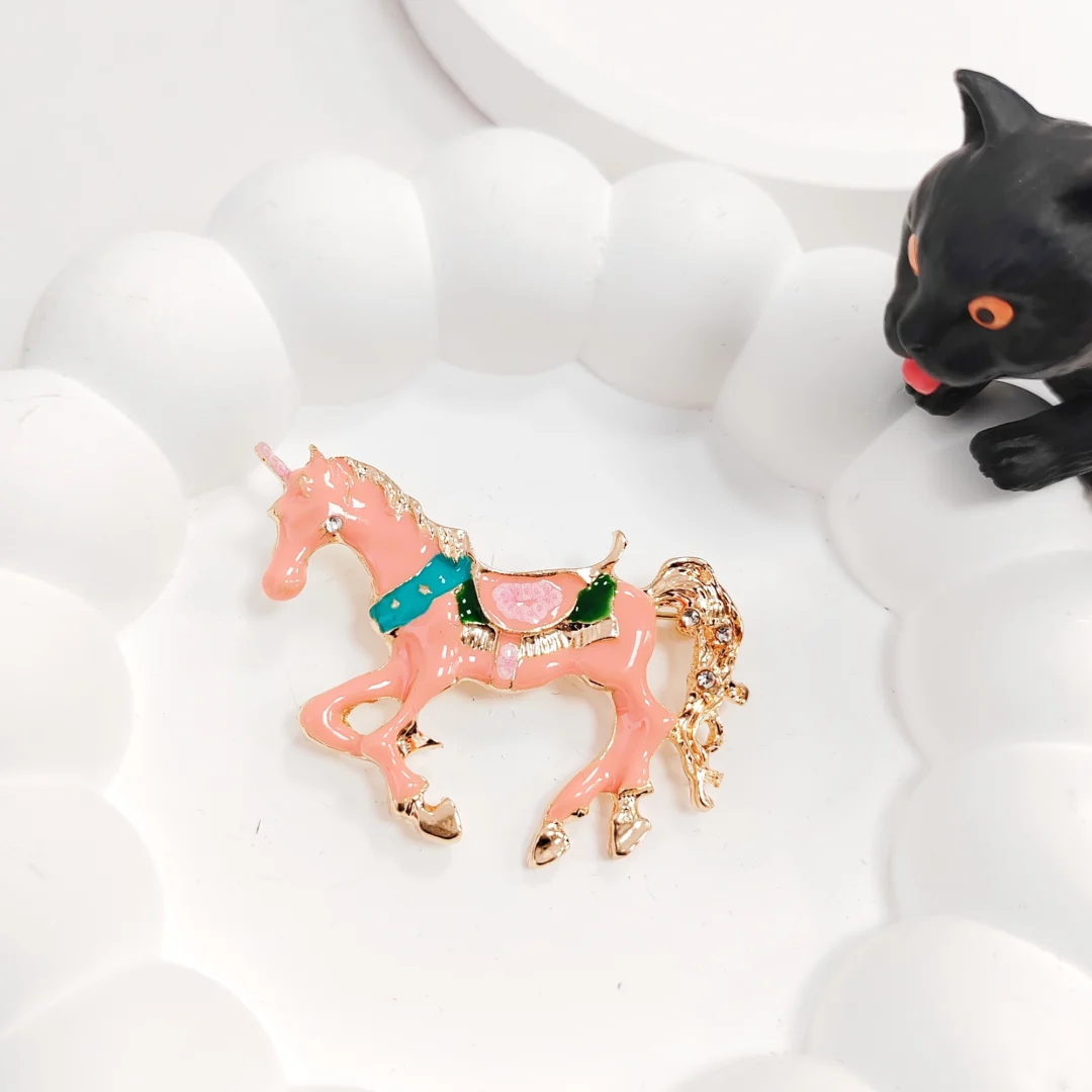 Pink Enamel Pony Brooch - Image 2